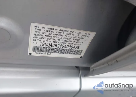 2005 Acura Tl from USA, damaged, VIN 19UUA66245A006476